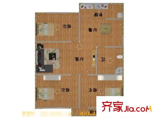 省機(jī)械設(shè)計院單位宿舍 3室 戶型圖