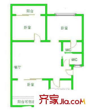 橋亭5號 3室 戶型圖