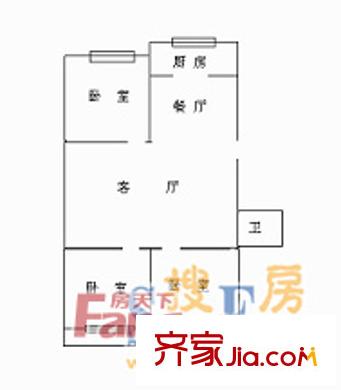 龍泉商住樓 3室 戶型圖