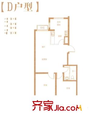 米羅灣42#、44#50號樓D戶型 2室2廳1衛(wèi)1廚