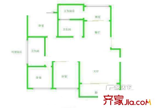榕城花園 3室 戶型圖