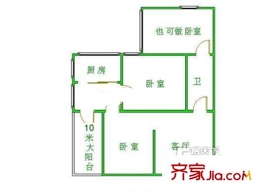 地質(zhì)局單位宿舍 3室 戶型圖