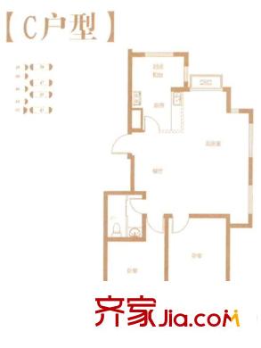 米羅灣48#、49號樓C戶型 2室2廳1衛(wèi)1廚