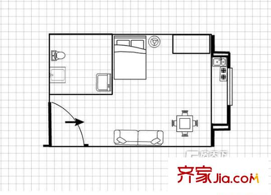 群升國(guó)際F區(qū) 1室 戶型圖