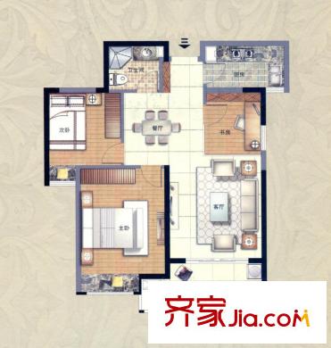 匯誠(chéng)佳源居戶型圖3#02-03/06-07單元戶型圖 3室2廳1衛(wèi)1廚