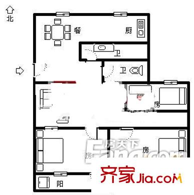 省政協(xié)宿舍 3室 戶型圖