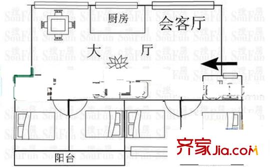 省政協宿舍 4室 戶型圖