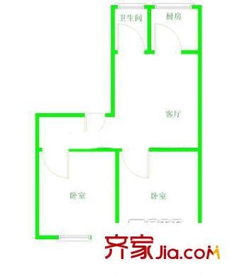 晉安區(qū)一建單位宿舍 2室 戶型圖