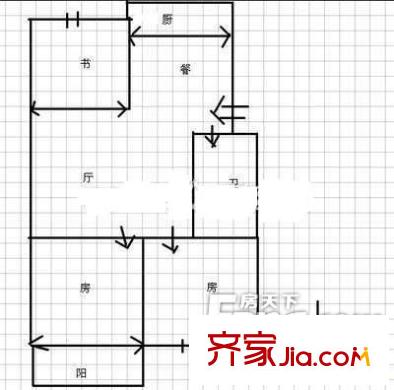 福建日?qǐng)?bào)社宿舍 3室 戶型圖