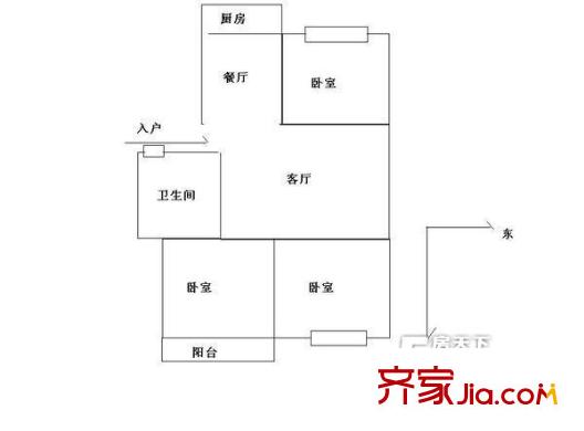 西城公寓 3室 戶型圖