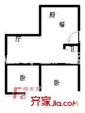 自來水廠單位宿舍 2室 戶型圖