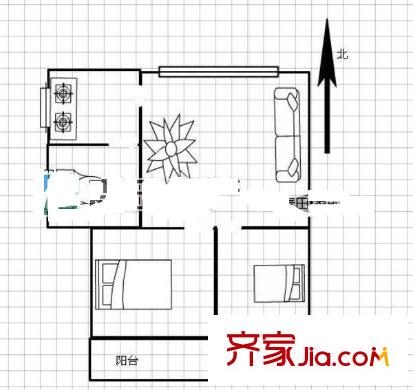 鼓一小教師單位宿舍 2室戶型圖
