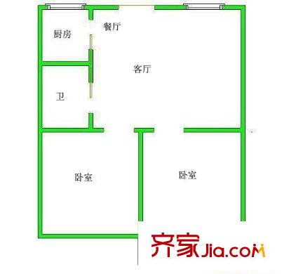鼓一小教師單位宿舍 2室戶型圖