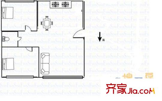 鳳凰園小區(qū) 2室 戶型圖