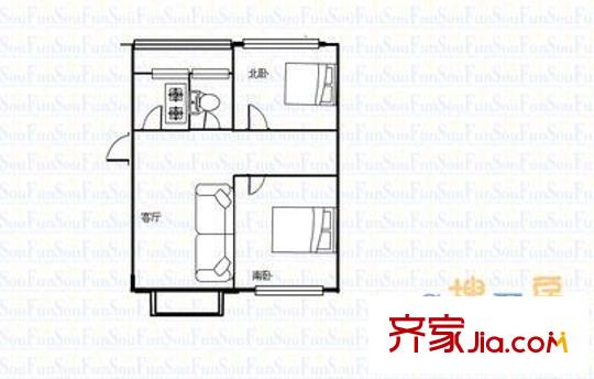 鳳凰園小區(qū) 2室 戶型圖