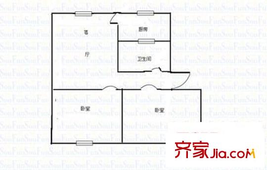 鳳凰園小區(qū) 2室 戶型圖