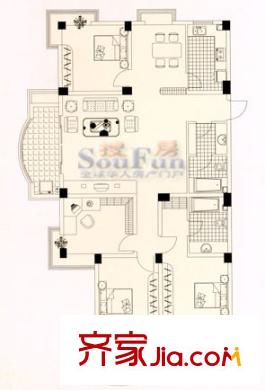 時代景城戶型圖3室2廳2衛(wèi)
