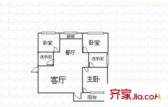 華福大廈 3室 戶型圖