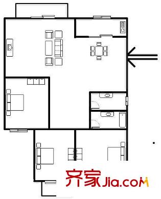 金山明星 3室 戶型圖