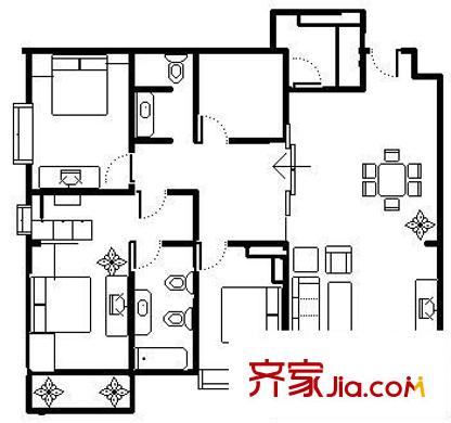 陽光城一期 4室 戶型圖