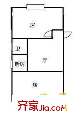 市交警單位宿舍 2室 戶型圖