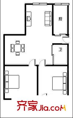 保定新村 2室 戶型圖