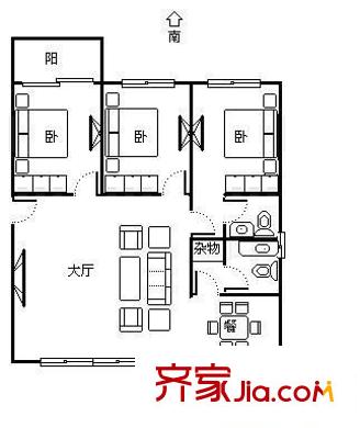 金城小區(qū) 3室 戶型圖