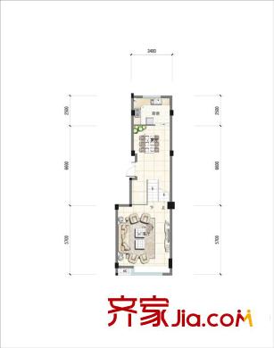 閩都星錦灣戶型圖H戶型―復式下層 1廳1衛(wèi)1廚
