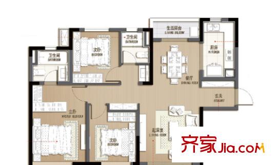 99號公寓戶型圖3室2廳 3室2廳