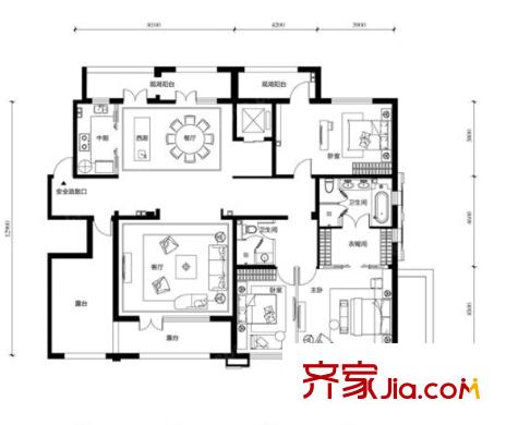 中環(huán)新天地戶型圖3室2廳 3室2廳