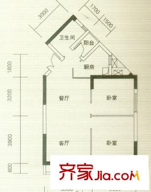 新華家園四期蝶苑戶型圖蝶苑J戶型 2室2廳1衛(wèi)1廚