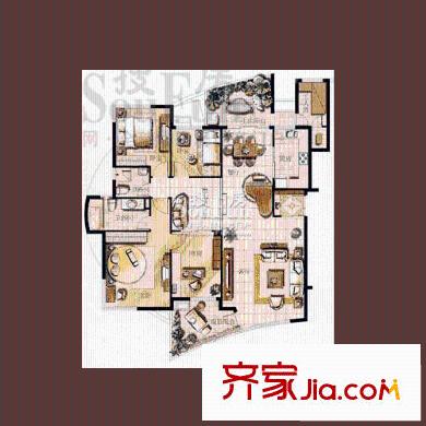 漢口春天戶型圖f2 3室2廳2衛(wèi)1廚