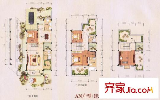 保利海上五月花別墅戶(hù)型圖AN戶(hù)型 4室1廳4衛(wèi)1廚