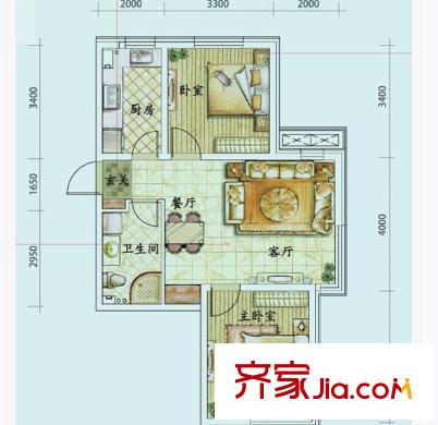 仁和世家戶型圖2室2廳 2室2廳