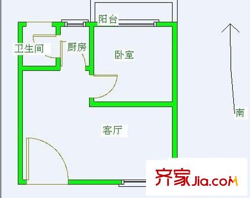 古田公寓 1室 戶型圖