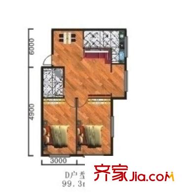 梅苑人民銀行宿舍戶型圖2室2廳 戶型圖 2室2廳