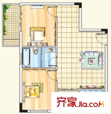 光谷新城7.8號樓B戶型 2室2廳1衛(wèi)1廚