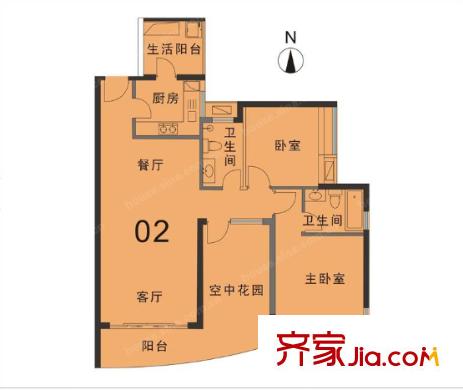 南湖新大地家園安康苑戶型圖2室2廳 戶型圖 2室2廳2衛(wèi)1廚