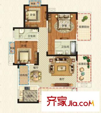 四清里社區(qū)戶型圖3室2廳 3室2廳