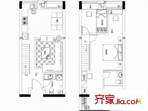 南國大武漢SOHO戶型圖3室2廳 戶型圖 3室2廳2衛(wèi)1廚