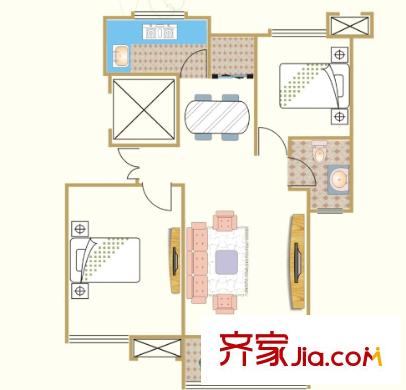 特一號(hào)小區(qū)戶型圖2室2廳 戶型圖 2室2廳