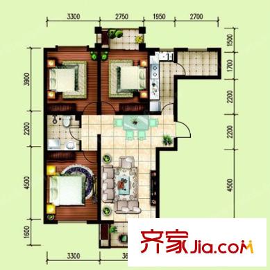 金茂小區(qū)戶型圖3室2廳 戶型圖 3室2廳1衛(wèi)1廚