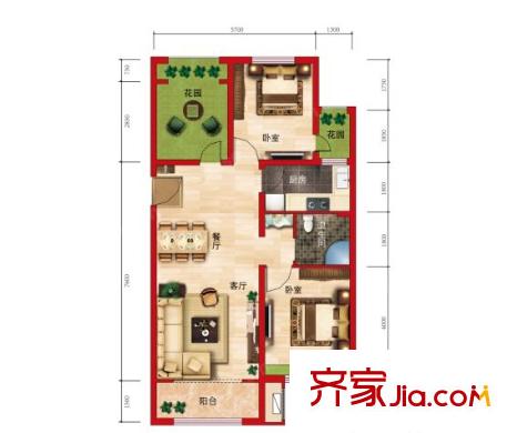 首義名居戶(hù)型圖2室2廳 2室2廳