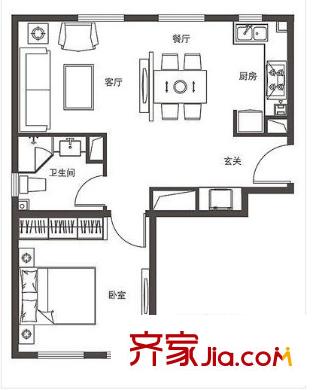 洛陽(yáng)路小區(qū)戶型圖戶型圖 1室2廳1衛(wèi)1廚