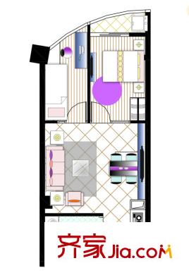 漢飛又一城戶型圖3#樓偶數(shù)層2a2戶型 2室2廳1衛(wèi)1廚