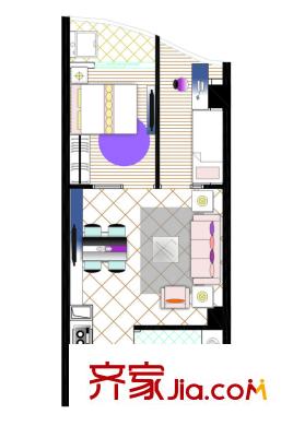 漢飛又一城戶型圖3#樓奇數(shù)層a4戶型 2室2廳1衛(wèi)1廚