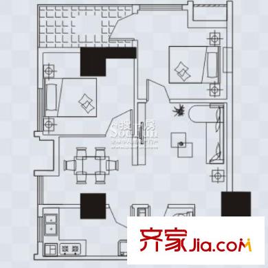 澳門銀座戶型圖A、K 2室1廳1衛(wèi)