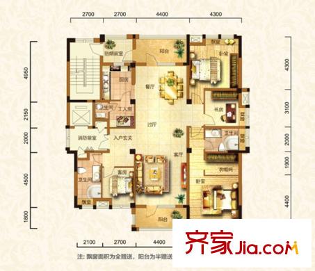 龍?jiān)窞懓?7、38號樓小高層214平戶型 5室2廳2衛(wèi)1廚