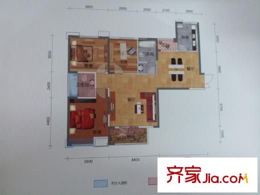 天宇盛世濱江悅濱江A戶型138.09平 3室2廳2衛(wèi)1廚
