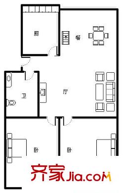 銀鷹小區(qū)戶型圖2室戶型圖 2室2廳1衛(wèi)1廚
